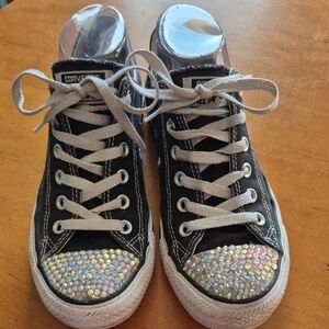 Converse Black Irradescent Rhinestone Sneakers. Size W8/M6